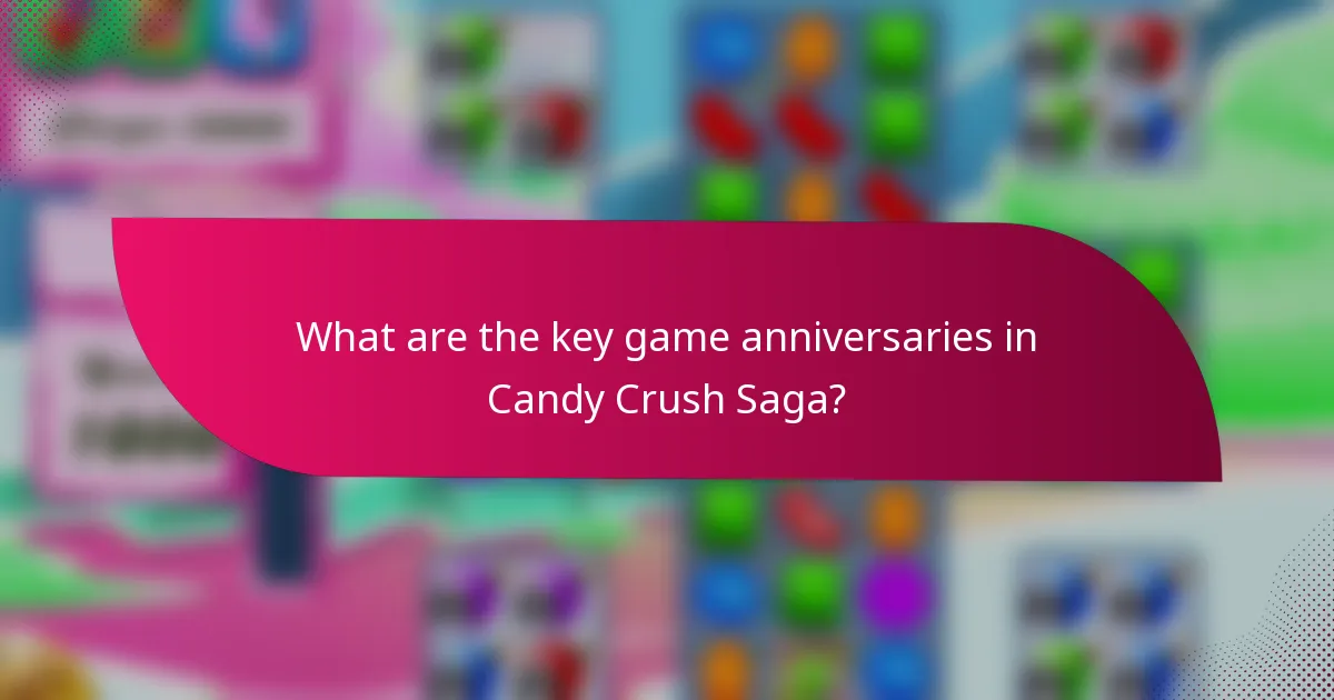 What are the key game anniversaries in Candy Crush Saga?